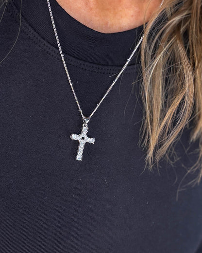 CZ Open Cross Necklace