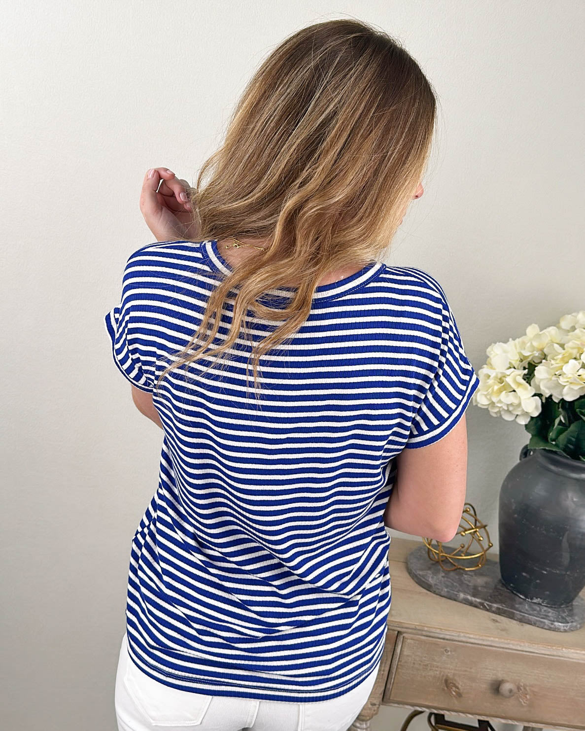 Spring Fling Striped Ribbed Top