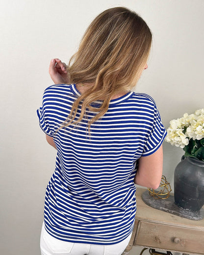 Spring Fling Striped Ribbed Top