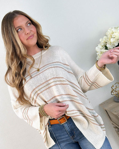 Sail Away Striped Drop Shoulder Sweater