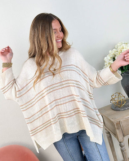 Sail Away Striped Drop Shoulder Sweater