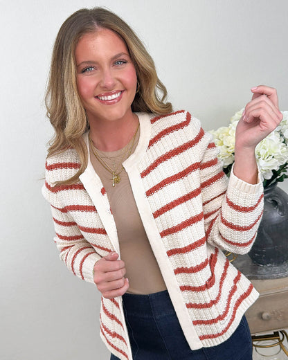 The Admiral Striped Open Front Cardigan