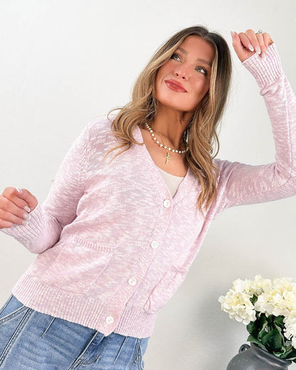 Sweet Spring Slub Knit Button Up Cardigan