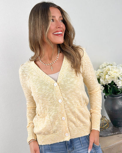 Sweet Spring Slub Knit Button Up Cardigan