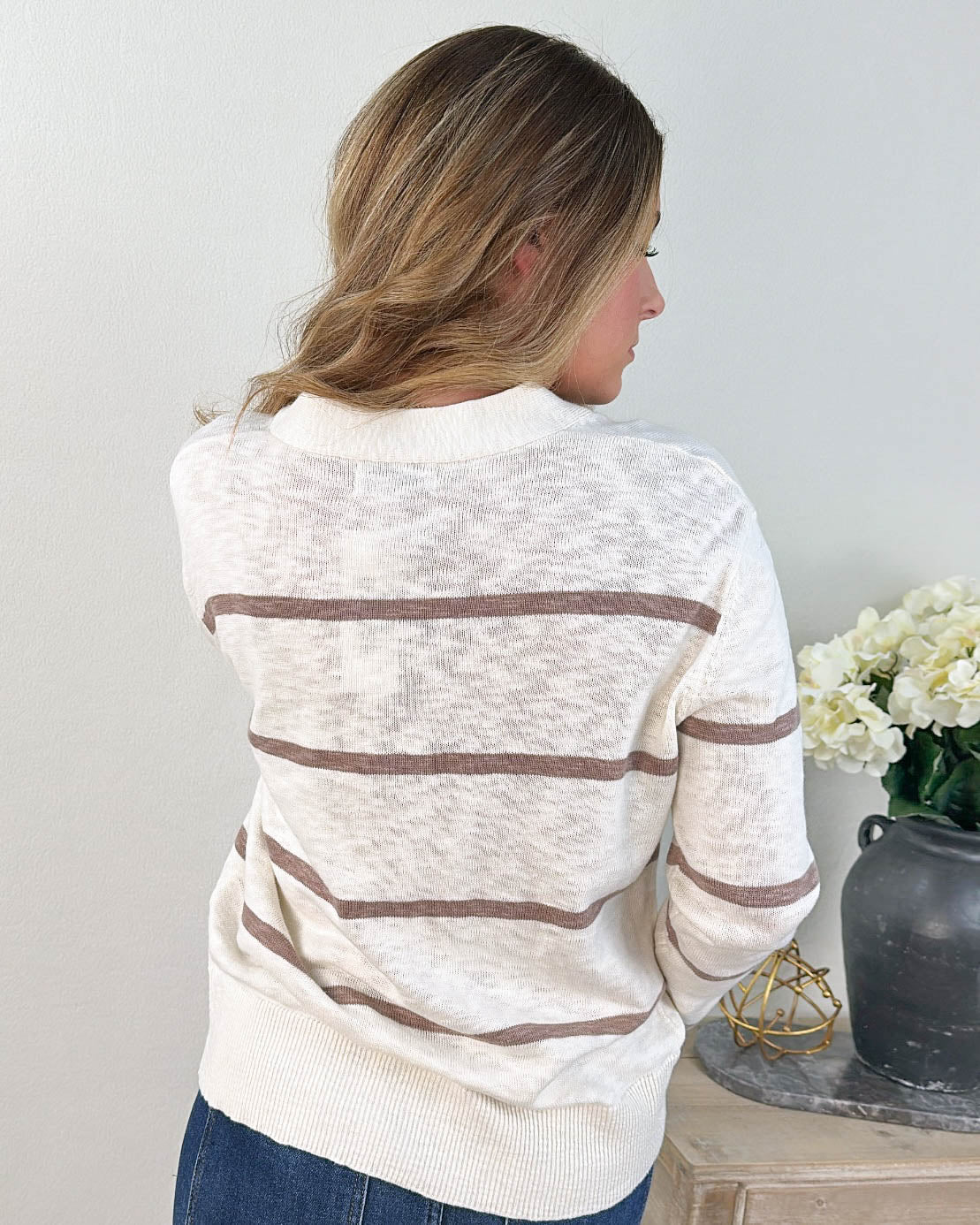 Classic Move Striped Slub Knit Cardigan