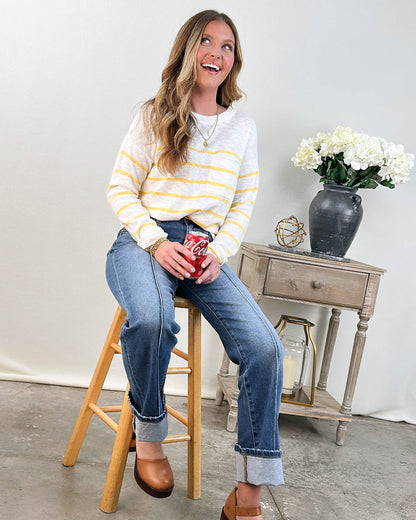 On The Line Striped Pocket Sweater