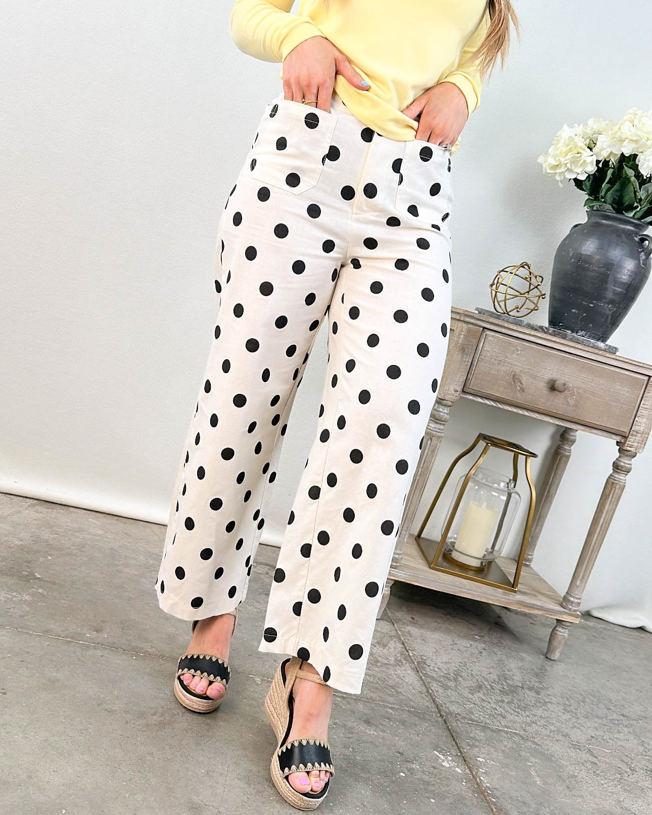 The Parisian Polka Dot High Waist Crop Pants