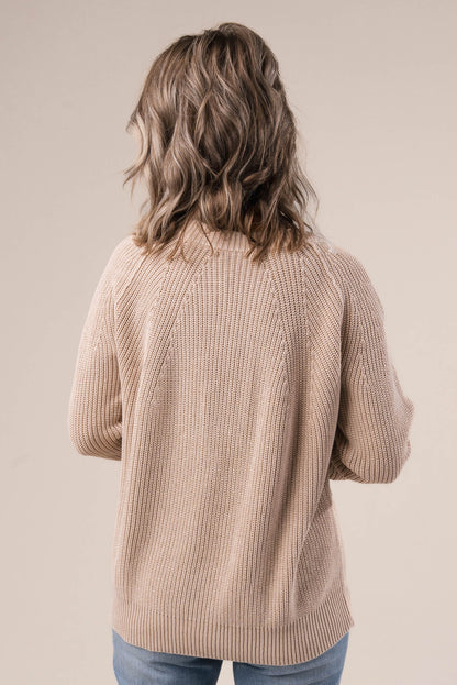Ribbed Knit Henley Sweater