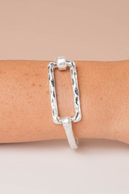 Hammered Rectangle Hinged Bracelet