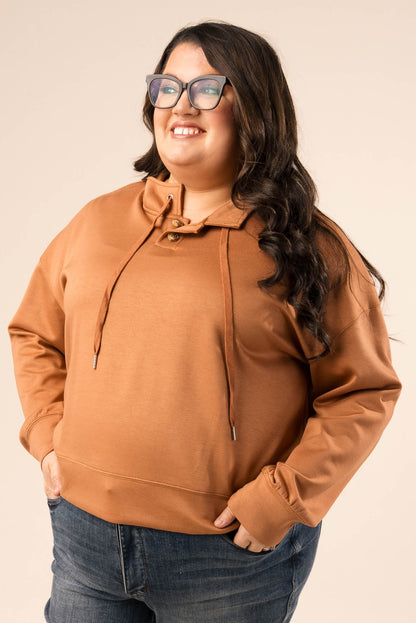 Drawstring High Neck Pullover