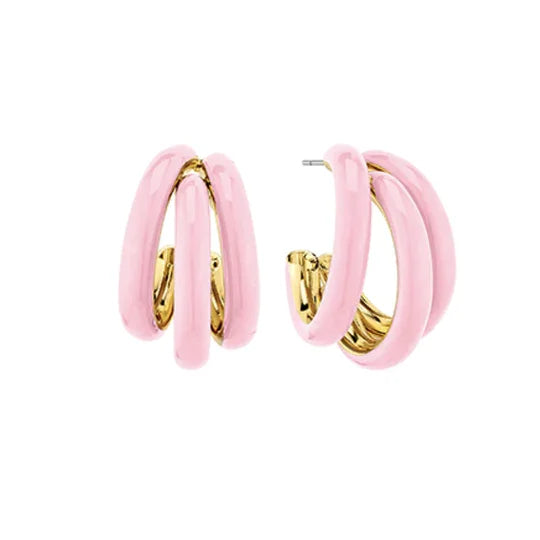 Hollow Epoxy Layered Hoop Earrings