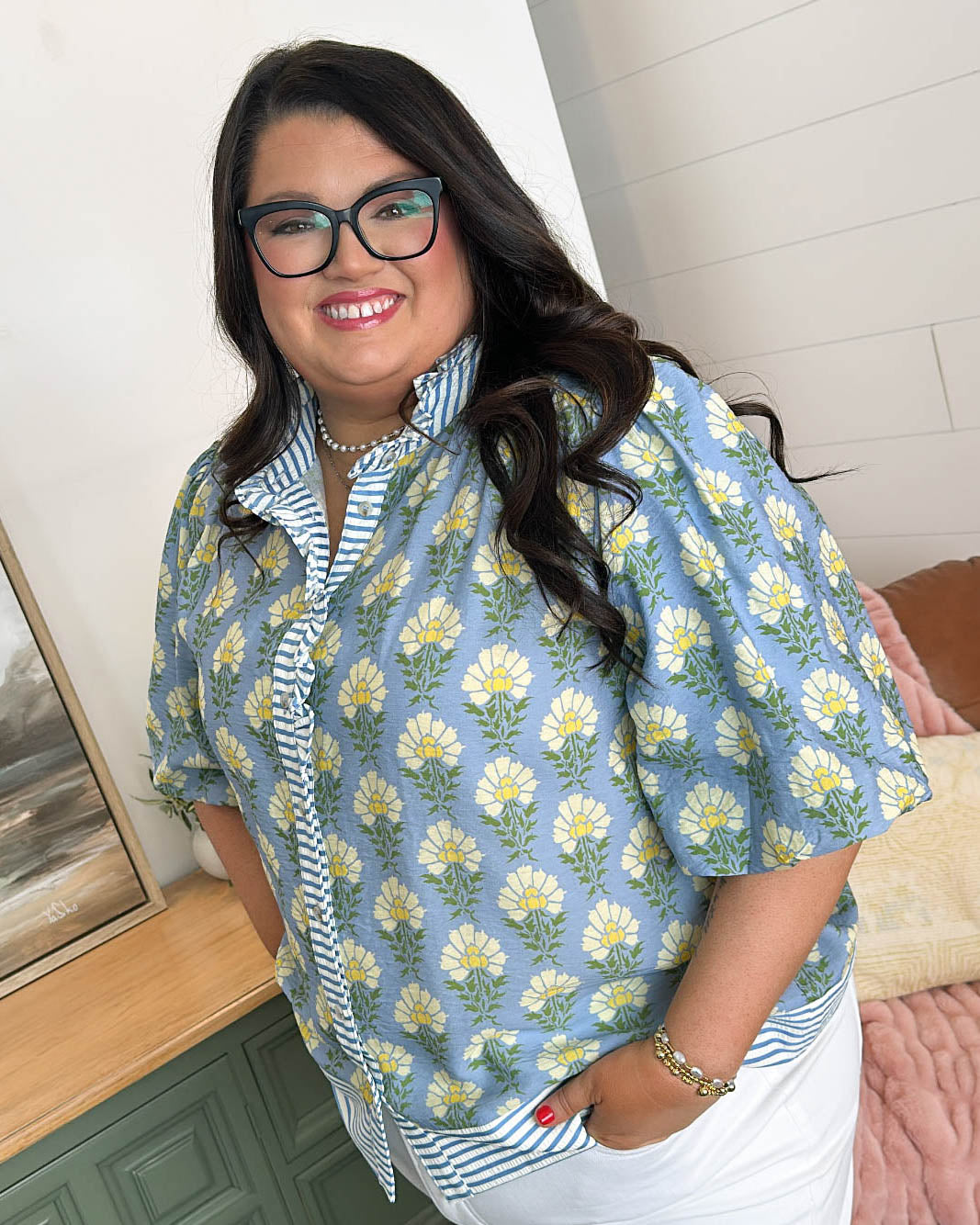 Fanfare Floral Border Print Blouse