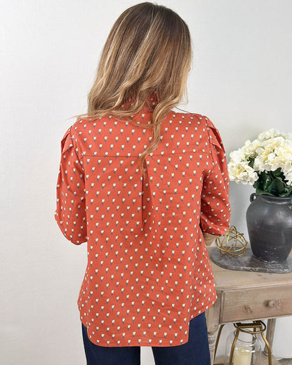 Day Dreaming Floral Contrast Frill Neck Top