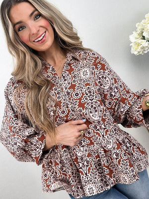 Finishing Touches Floral Peplum Shirt