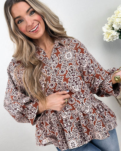 Finishing Touches Floral Peplum Shirt