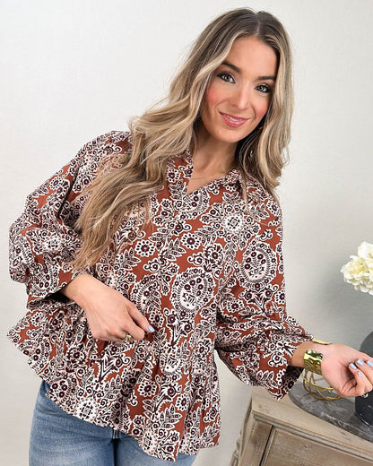 Finishing Touches Floral Peplum Shirt
