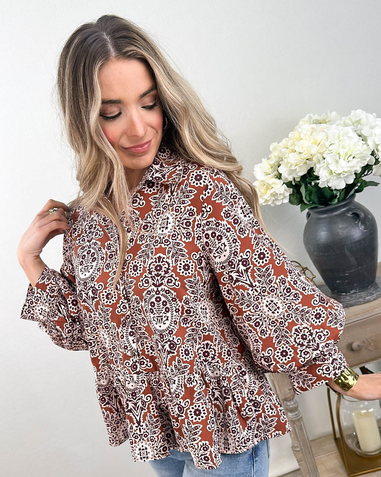 Finishing Touches Floral Peplum Shirt
