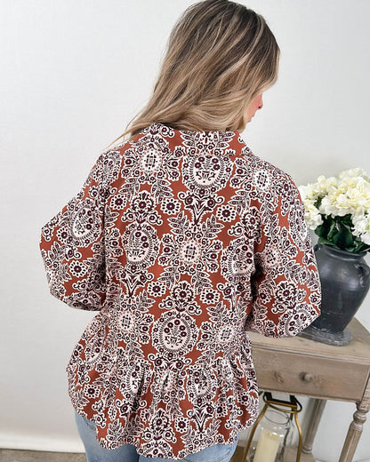 Finishing Touches Floral Peplum Shirt