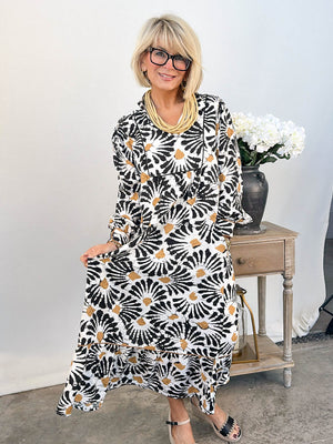 Free My Soul Boho Stand Collar Midi Dress