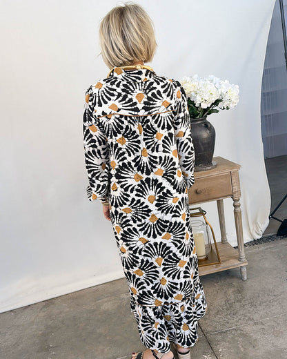 Free My Soul Boho Stand Collar Midi Dress