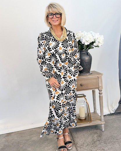 Free My Soul Boho Stand Collar Midi Dress