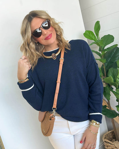 Mix It Up Contrast Trim Sweater