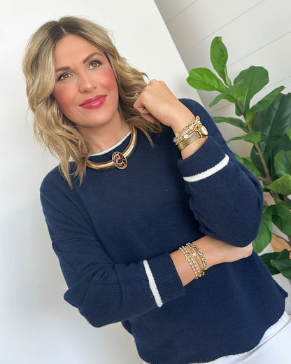 Mix It Up Contrast Trim Sweater