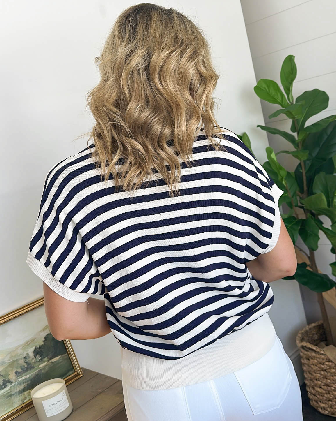 Board Walk Striped Dolman Polo Top