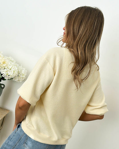 Sunday Brunch Textured Drop Shoulder Top