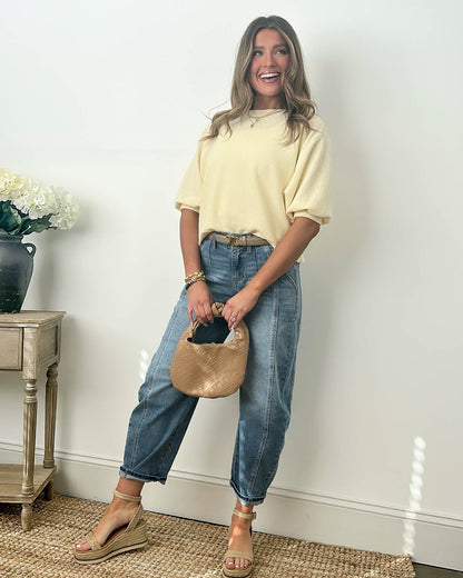 Sunday Brunch Textured Drop Shoulder Top