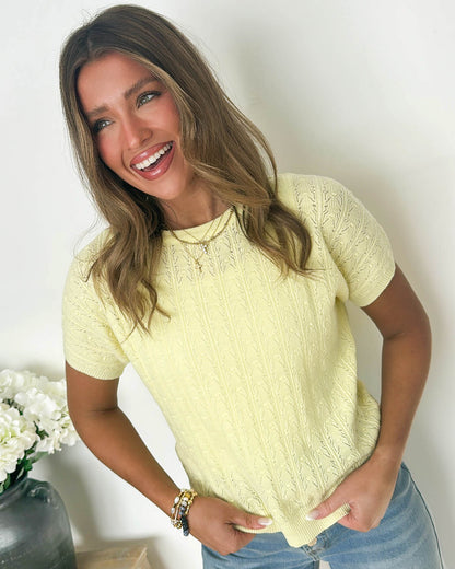 Sun Kissed Days Pointelle Knit Sweater