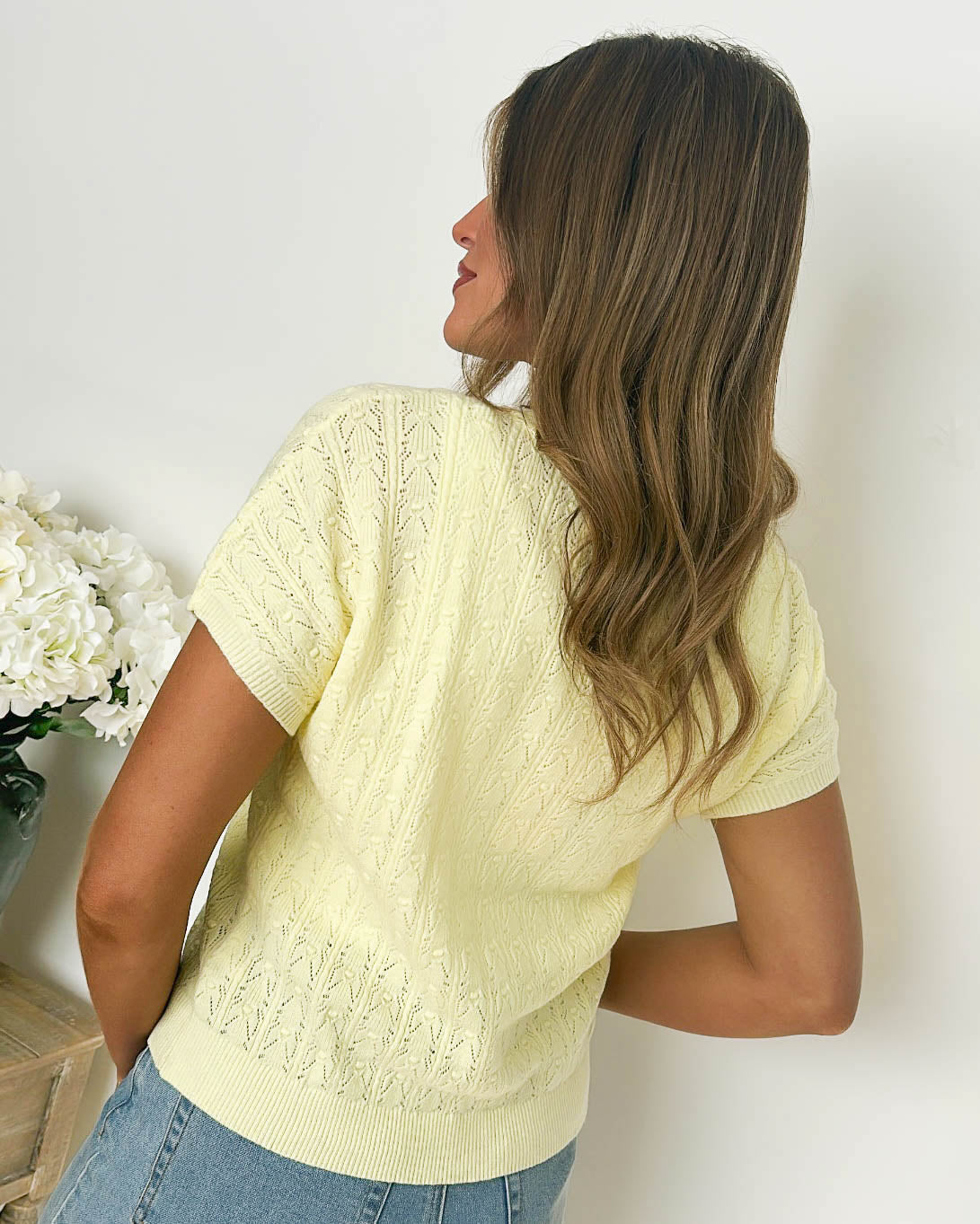 Sun Kissed Days Pointelle Knit Sweater