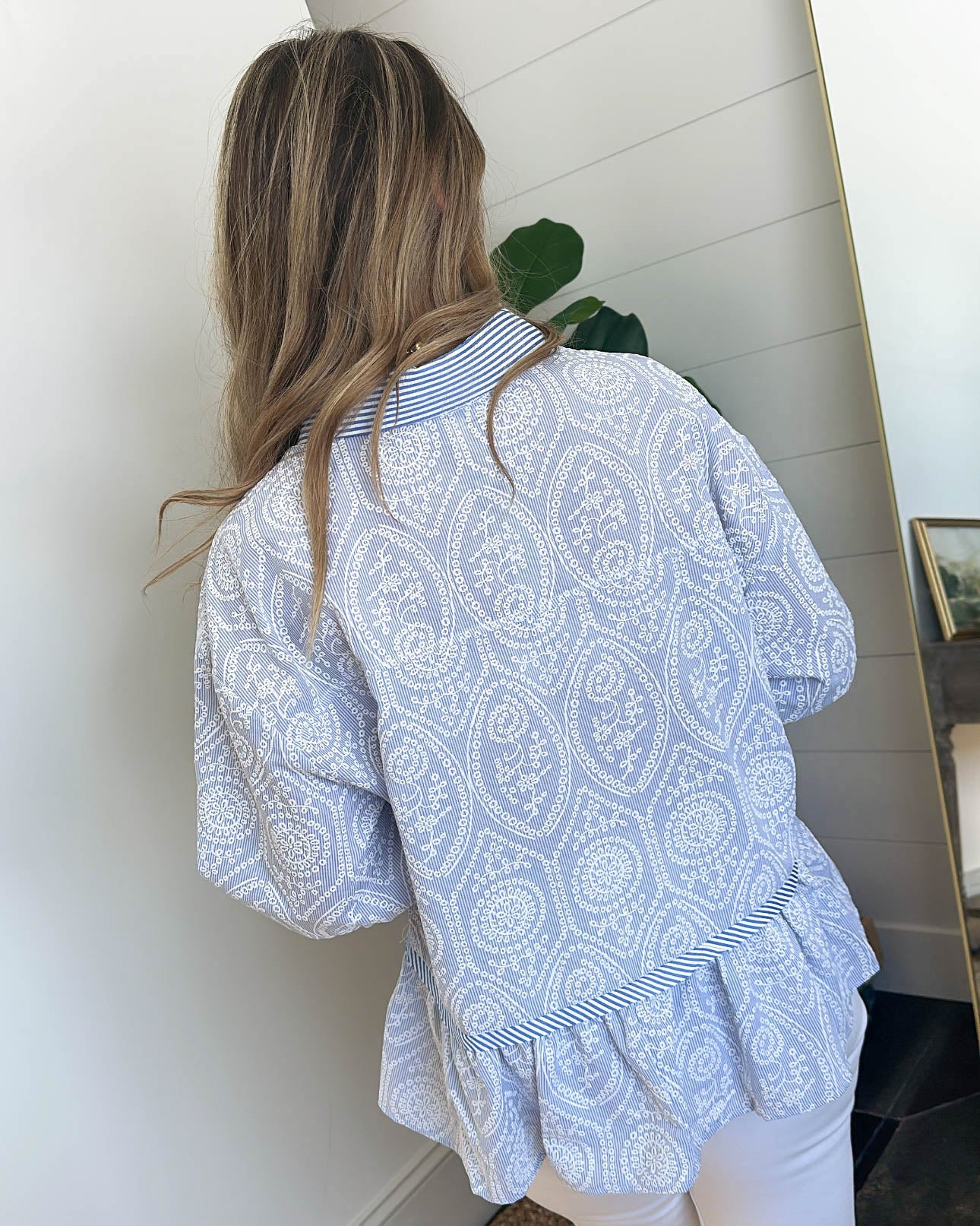 Even Sweeter Mixed Print Peplum Shirt