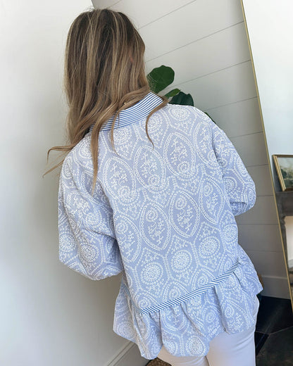 Even Sweeter Mixed Print Peplum Shirt