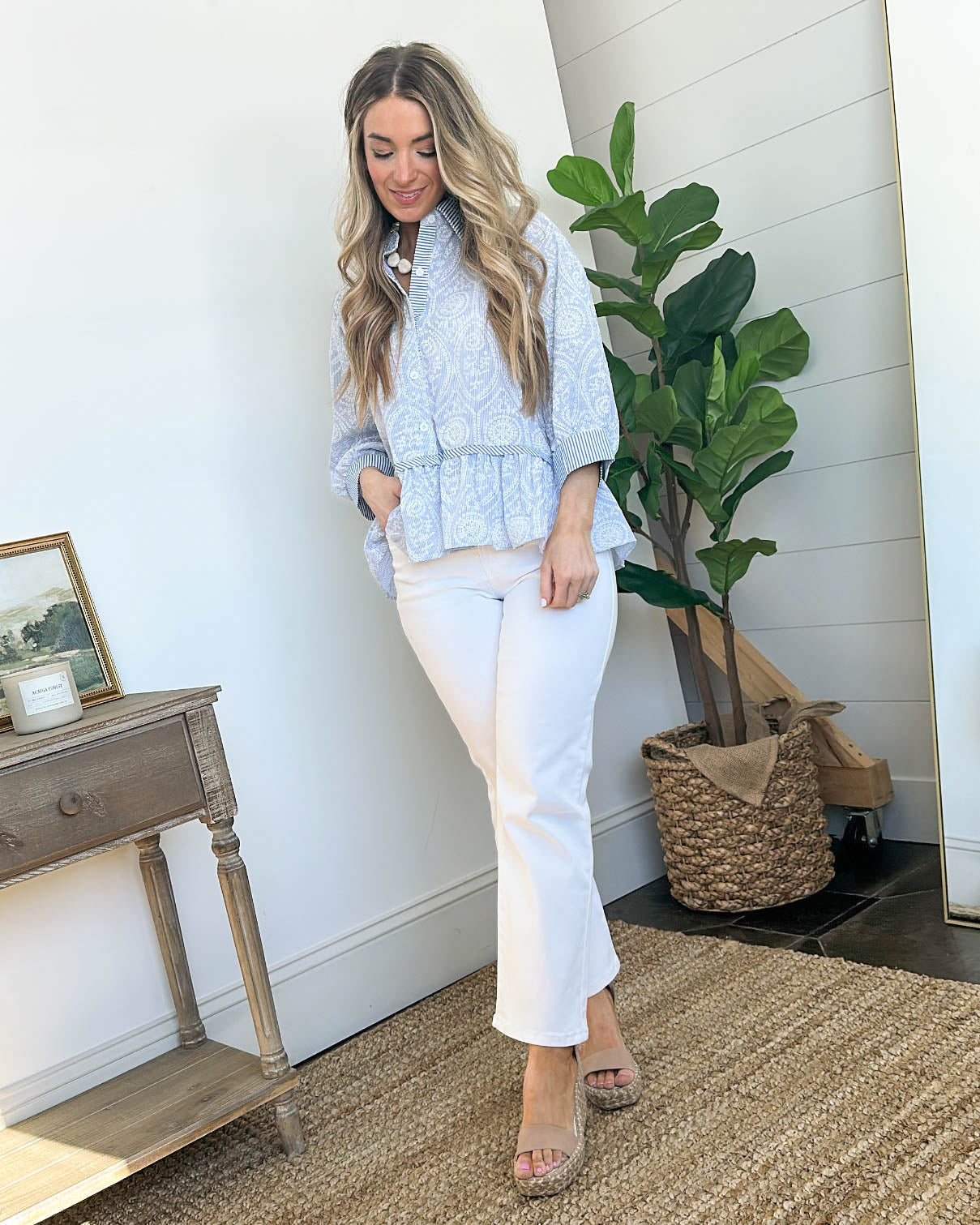 Even Sweeter Mixed Print Peplum Shirt