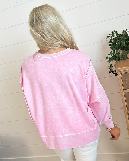 Fresh Start Acid Washed Top Stitch Top