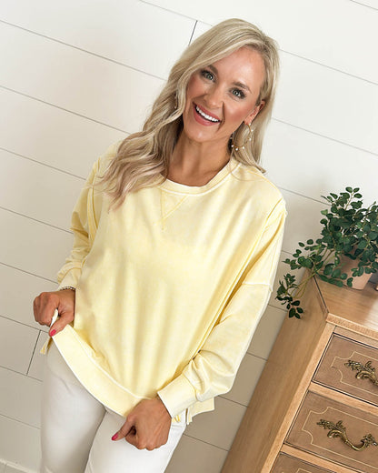 Fresh Start Acid Washed Top Stitch Top