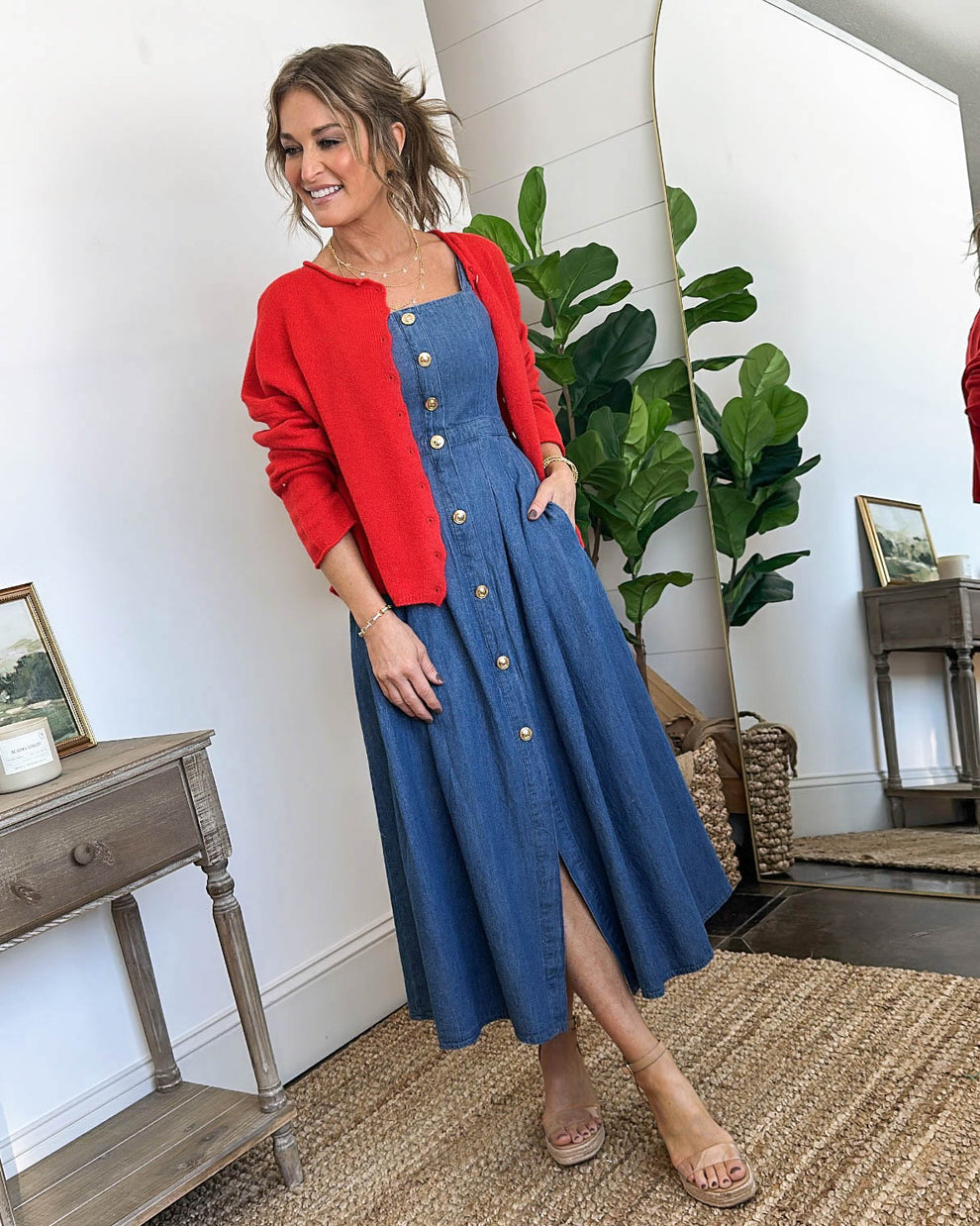 Blue Jean Baby Sleeveless Denim Midi Dress – Glamour Farms Boutique