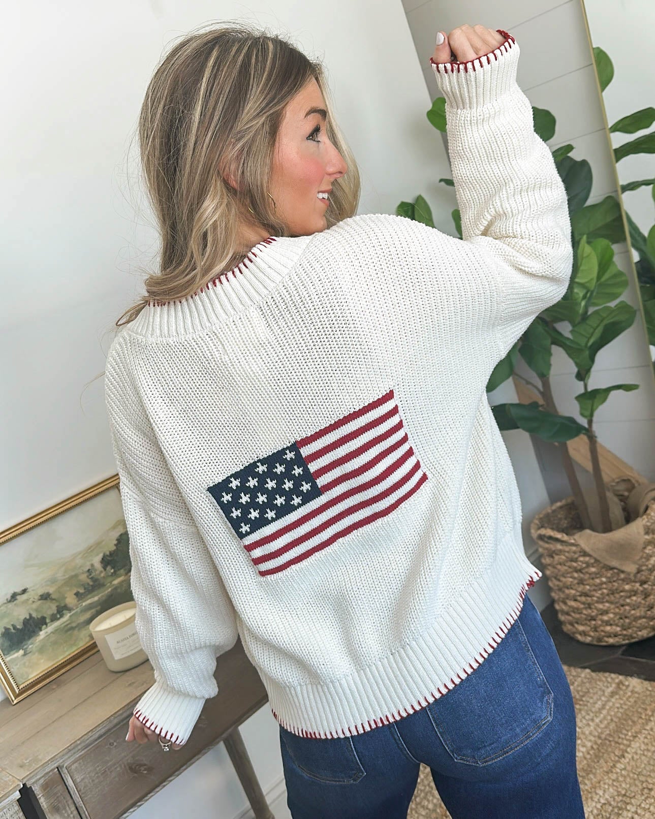 Old Glory American Flag Open Front Cardigan