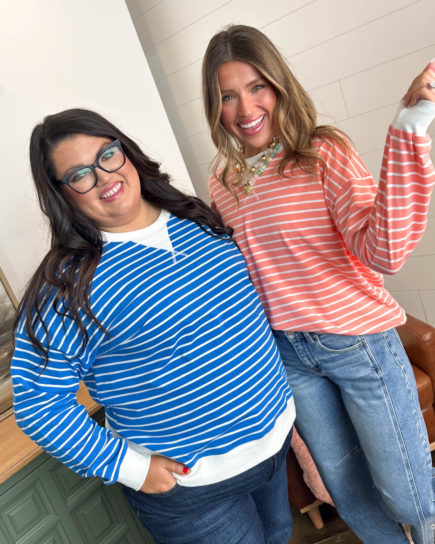 Along The Line Striped Top Stitch Pullover