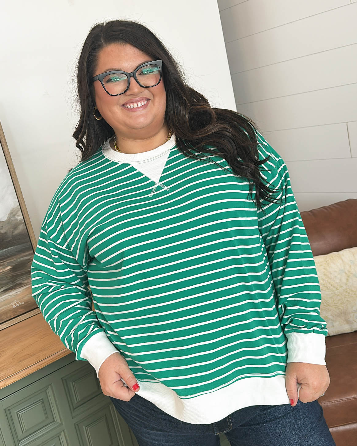 Along The Line Striped Top Stitch Pullover