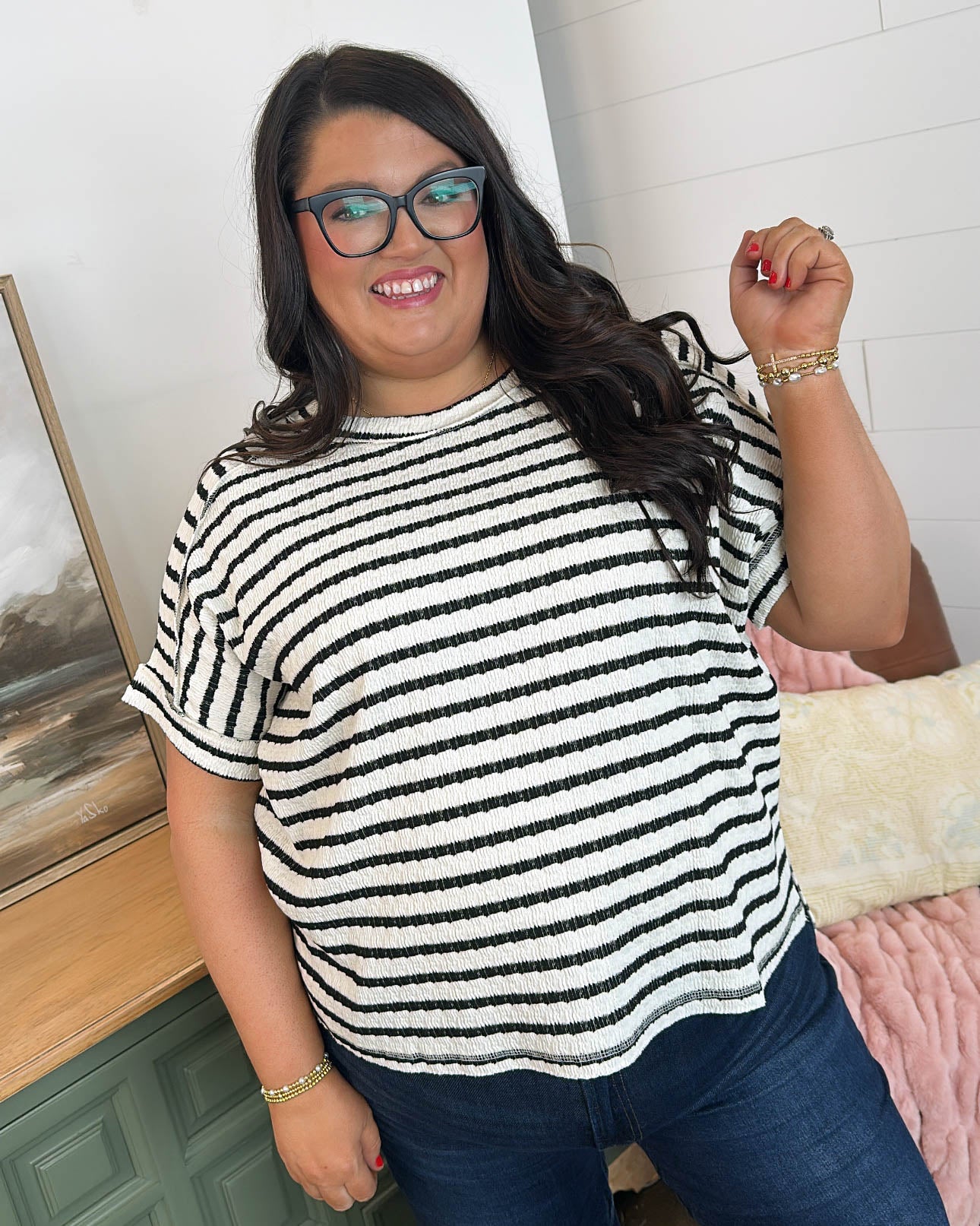 End Of The Line Striped Exposed Seam Top