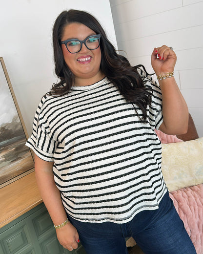 End Of The Line Striped Exposed Seam Top