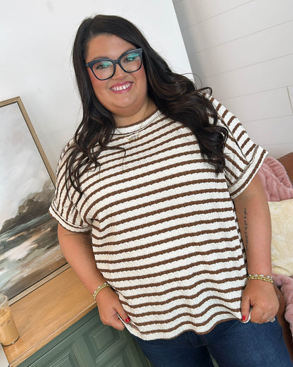 End Of The Line Striped Exposed Seam Top