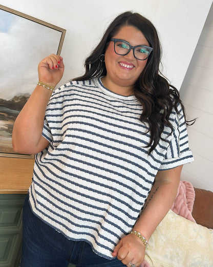 End Of The Line Striped Exposed Seam Top