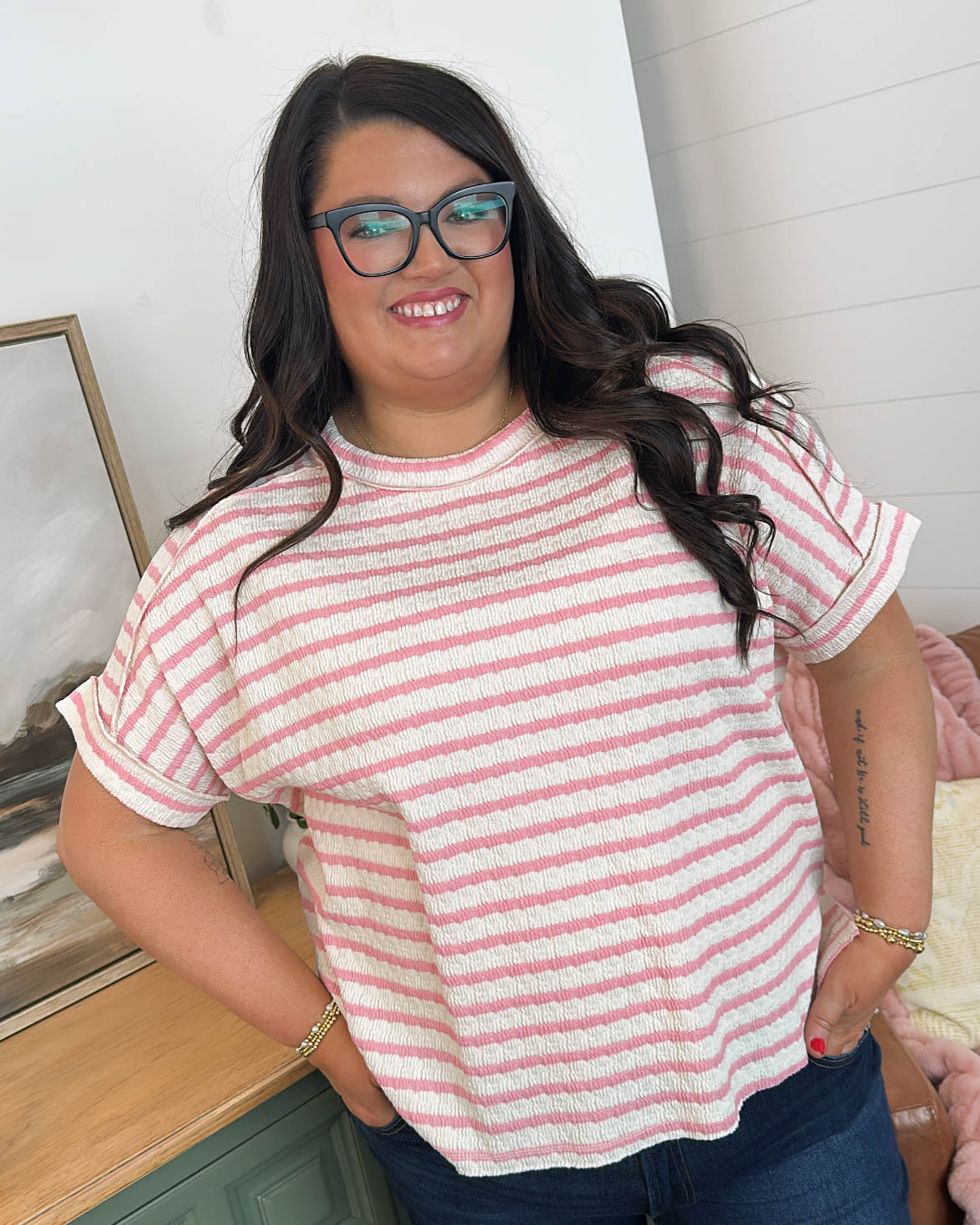 End Of The Line Striped Exposed Seam Top