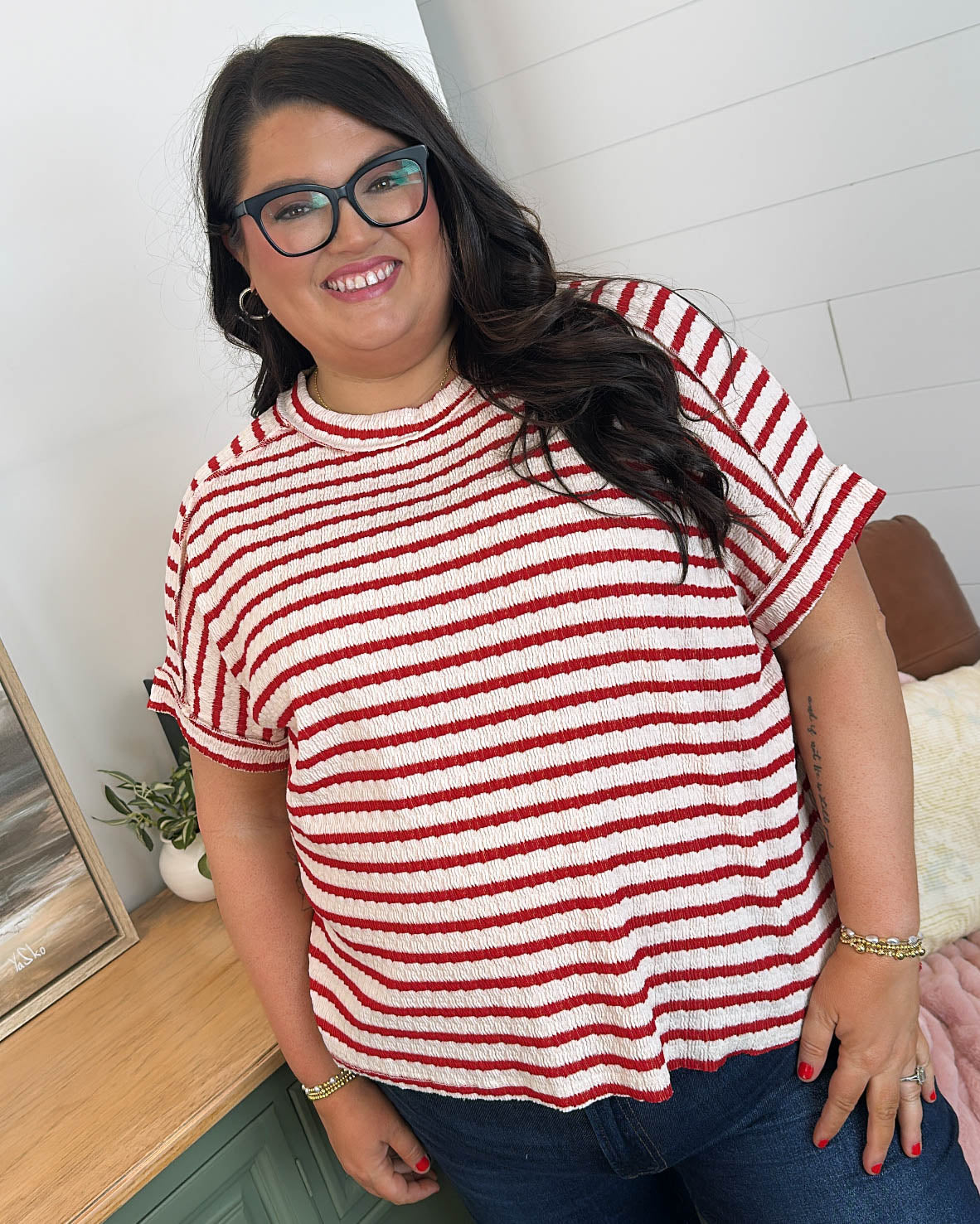 End Of The Line Striped Exposed Seam Top