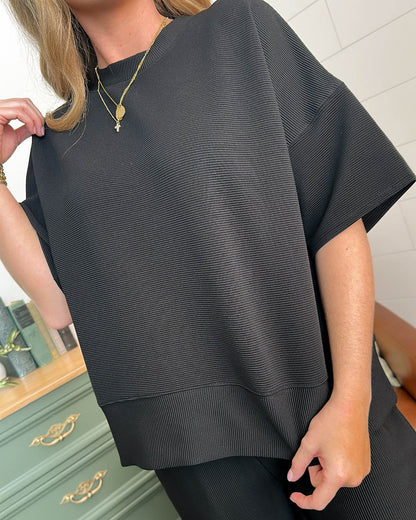 Chill Mode Ribbed Top + Wide Leg Lounge Set