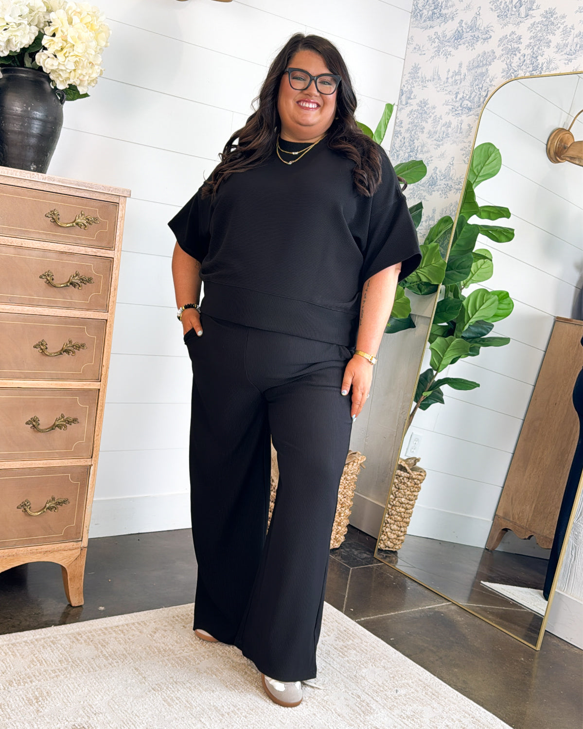 Chill Mode Ribbed Top + Wide Leg Lounge Set