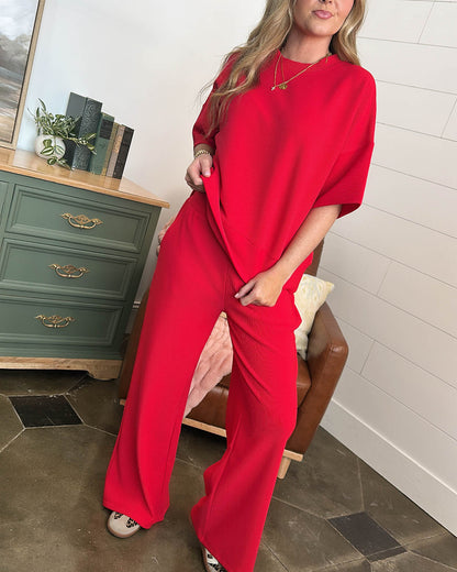 Chill Mode Ribbed Top + Wide Leg Lounge Set